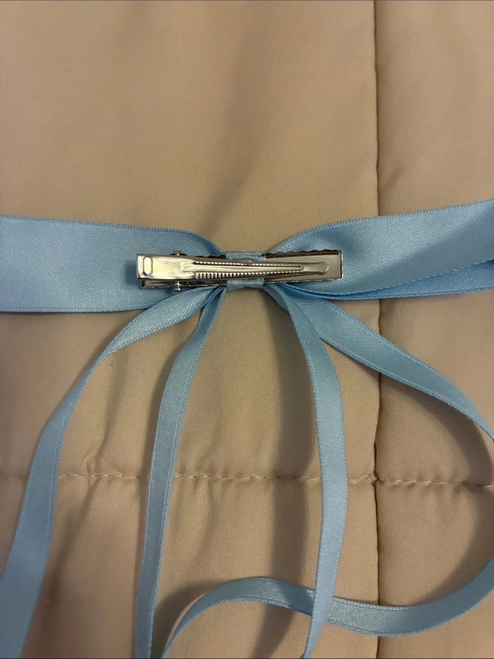 Four Blue Hair Bow Clips Ribbon Hair Accessories